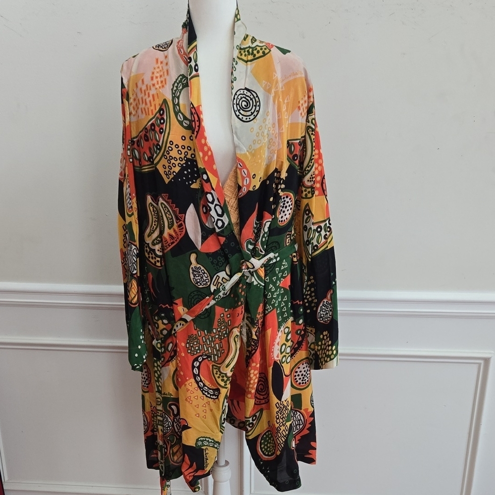 Multicolor Abstract Women's Poncho